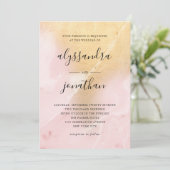 Glam Blush roze en goud marmeren look | Bruiloft Kaart (Staand voorkant)