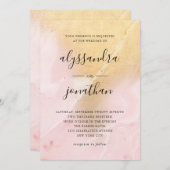 Glam Blush roze en goud marmeren look | Bruiloft Kaart (Voorkant / Achterkant)