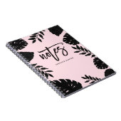 Glam Blush roze en zwarte tropische noten Notitieboek (Rechterzijde)