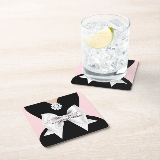 Glam Blush Roze Fancy Tiffany Theme Baby shower Kartonnen Onderzetters (Insitu)