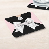 Glam Blush Roze Fancy Tiffany Theme Baby shower Kartonnen Onderzetters (Schuin)