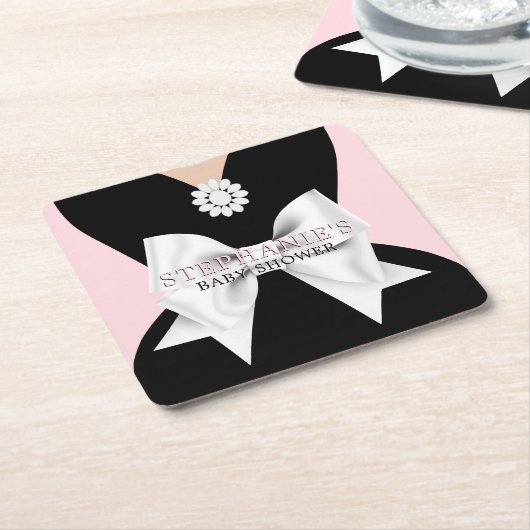 Glam Blush Roze Fancy Tiffany Theme Baby shower Kartonnen Onderzetters (Schuin)