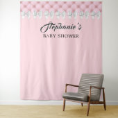 Glam Blush Roze Fancy Tiffany Theme Baby shower Wandkleed (In situ)