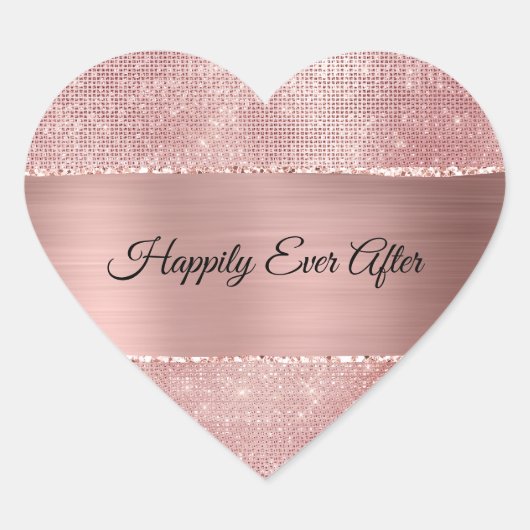 Glam Blush Roze Glanzende Schittering Hart Sticker (Voorkant)