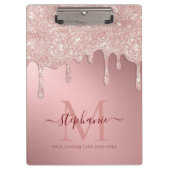 Glam Blush Roze Glitter Drip Folie Monogram Klembord (Voorkant)