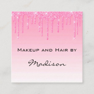 Glam Blush Roze Glitter Drips Visagist Vierkante Visitekaartje