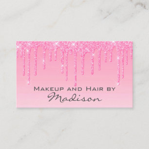 Glam Blush Roze Glitter Drips Visagist Visitekaartje