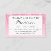 Glam Blush Roze Glitter Drips Visagist Visitekaartje (Achterkant)