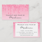 Glam Blush Roze Glitter Drips Visagist Visitekaartje (Voorkant / Achterkant)