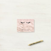 Glam Blush Roze Glitter Zwarte Wimpers Post-it® Notes (Op bureau)