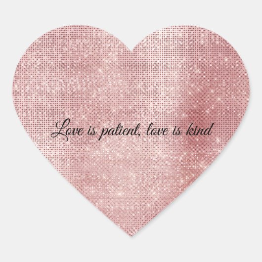 Glam Blush Roze Glitterende Schittering Hart Sticker (Voorkant)