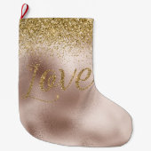Glam Blush Roze Goud Glitter Liefde Grote Kerstsok (Voorkant)