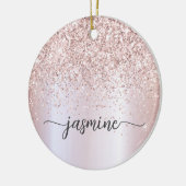 Glam Blush Roze Goud Glitter Monogram Naam Script Keramisch Ornament (Links)