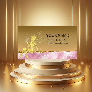 Glam Blush Roze Gouden Glitter Fairy Visitekaartje