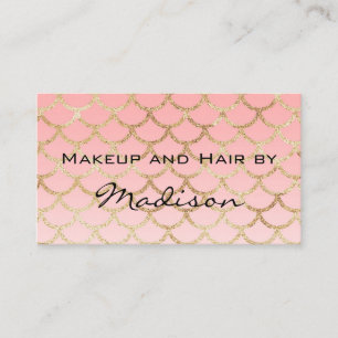 Glam Blush Roze Gouden Zeemeermin Glitter Make-up Visitekaartje