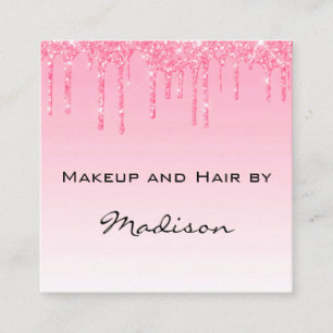 Glam Blush Roze Roos Glitter Druppels Visagist Vierkante Visitekaartje