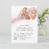 Glam Blush Roze Rose Gold Glitter Ballon Birthday Kaart (Staand voorkant)