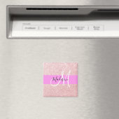 Glam Blush Roze Rose Gold Glitter Sparkle Monogram Magneet (Insitu (Vaatwasser))