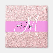 Glam Blush Roze Rose Gold Glitter Sparkle Monogram Magneet (Voorkant)