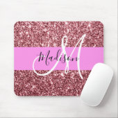 Glam Blush Roze Rose Gold Glitter Sparkle Monogram Muismat (Met muis)