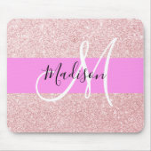 Glam Blush Roze Rose Gold Glitter Sparkle Monogram Muismat (Voorkant)