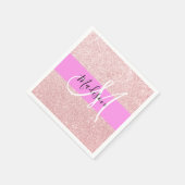Glam Blush Roze Rose Gold Glitter Sparkle Monogram Servet (Hoek)