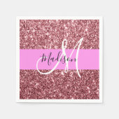 Glam Blush Roze Rose Gold Glitter Sparkle Monogram Servet (Voorkant)