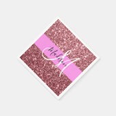 Glam Blush Roze Rose Gold Glitter Sparkle Monogram Servet (Hoek)