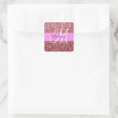 Glam Blush Roze Rose Gold Glitter Sparkle Monogram Vierkante Sticker (Tas)