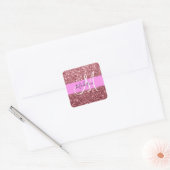 Glam Blush Roze Rose Gold Glitter Sparkle Monogram Vierkante Sticker (Envelop)