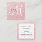 Glam Blush Roze Rose Gold Glitter Sparkle Monogram Vierkante Visitekaartje (Voorkant / Achterkant)