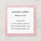 Glam Blush Roze Rose Gold Glitter Sparkle Monogram Vierkante Visitekaartje (Achterkant)