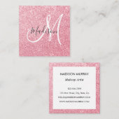 Glam Blush Roze Rose Gold Glitter Sparkle Monogram Vierkante Visitekaartje (Voorkant / Achterkant)