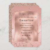 Glam Blush Roze Rose Goud Glitter Kaart (Voorkant / Achterkant)