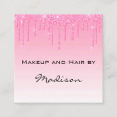 Glam Blush Roze Roze Glitter Drijpt artiest Vierkante Visitekaartje (Voorkant)
