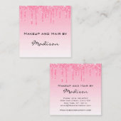 Glam Blush Roze Roze Glitter Drijpt artiest Vierkante Visitekaartje (Voorkant / Achterkant)