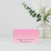 Glam Blush Roze Roze Glitter Drijpt artiest Visitekaartje (Staand voorkant)