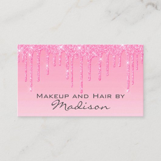 Glam Blush Roze Roze Glitter Drijpt artiest Visitekaartje (Voorkant)