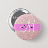 Glam Blush Roze Roze Goud Glitter Fonkel Monogram Ronde Button 5,7 Cm (Voorkant /achterkant)