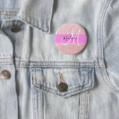Glam Blush Roze Roze Goud Glitter Fonkel Monogram Ronde Button 5,7 Cm (In situ)