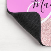 Glam Blush Roze Roze Goud Glitter Glans Monogram Muismat (Hoek)