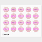 Glam Blush Roze Roze Goud Glitter Glans Monogram Ronde Sticker (Vel)