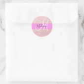 Glam Blush Roze Roze Goud Glitter Glans Monogram Ronde Sticker (Tas)