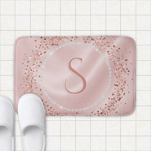 Glam Blush Roze Roze Goud Glitter Monogram Badmat