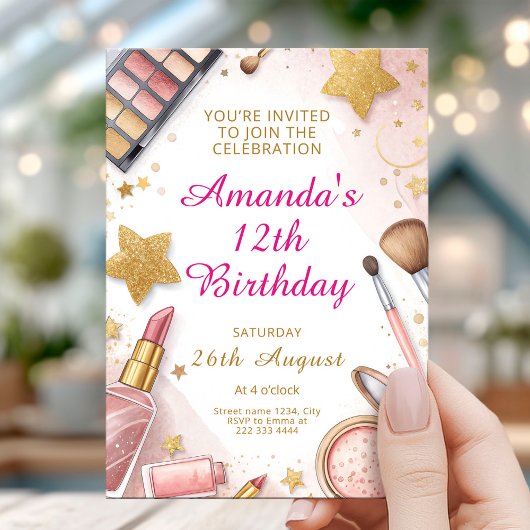 Glam Blush Roze Spa Verjaardagsfeestje Kaart
