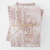 Glam Blush Roze Vrede Liefde Glitter Inpakpapier Vel (In situ)