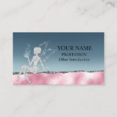 Glam Blush Roze Zilver Glitter Fairy Visitekaartje (Voorkant)
