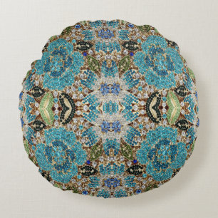 glam bohemian girly mode blauwgroen turkooizen bla rond kussen