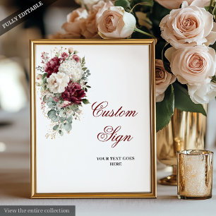 Glam Boho Bourgondië Wit Huwelijk Custom Sign Poster