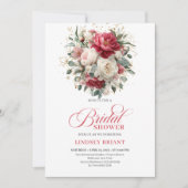 Glam Boho Burgundy Blush Floral Greenery Shower Kaart (Voorkant)